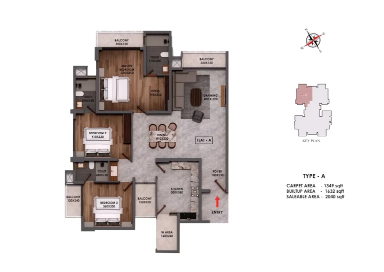 3 BHK Floor Plan